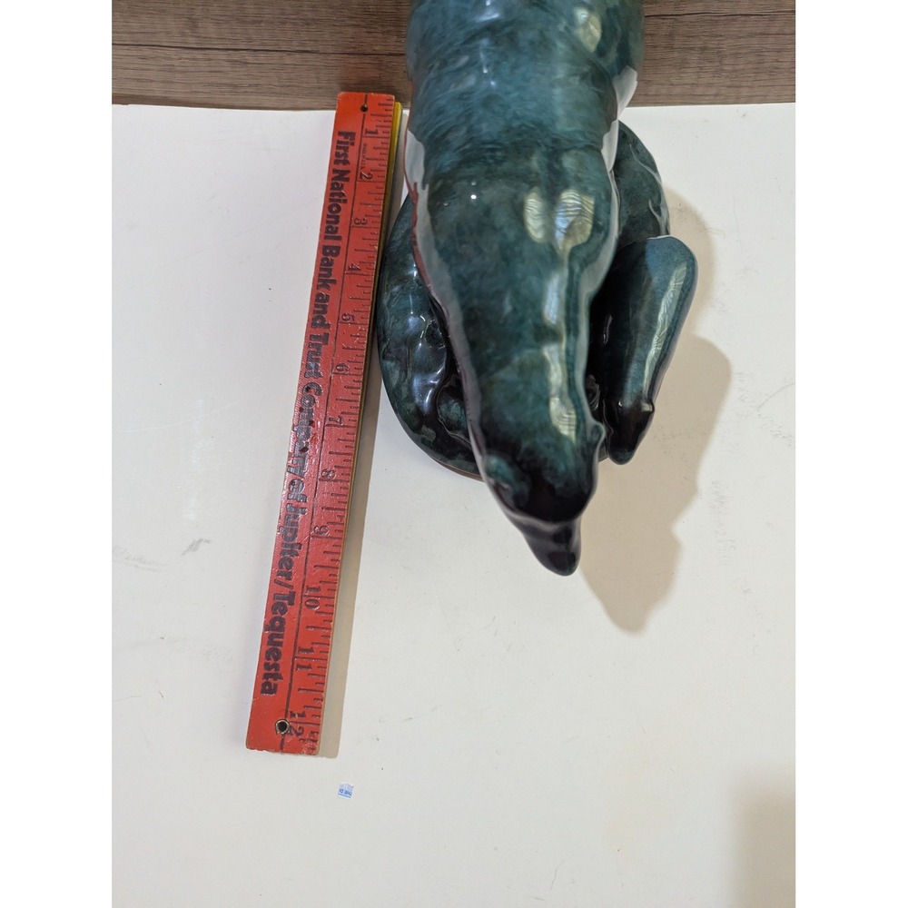 Blue Mountain Pottery Polar Bear and Cub Figurine Green Drip Glaze Canada 10in - Picture 8 of 10